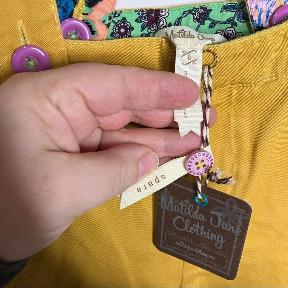 Matilda Jane New Path Bottoms mustard Yellow suspenders size 6 new with tags‎